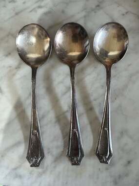 Antique Capitol Silver Plate Round Bowl Soup Spoons Set of 3
